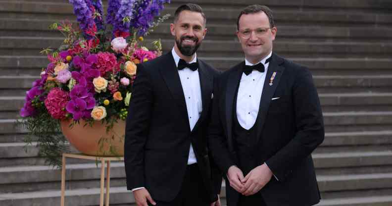 German health minister Jens Spahn (R) and his husband Daniel Funke