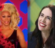 Side by side of Drag Race host RuPaul and New Zealand prime minister Jacinda Ardern