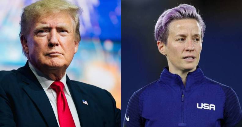 Side by side image of Donald Trump and Megan Rapinoe