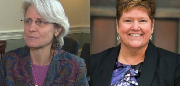 Side by side of Biden's LGBT judicial nominees Beth Robinson and Charlotte Sweeney