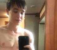 Elliot Page shirtless 'TGIF' selfie