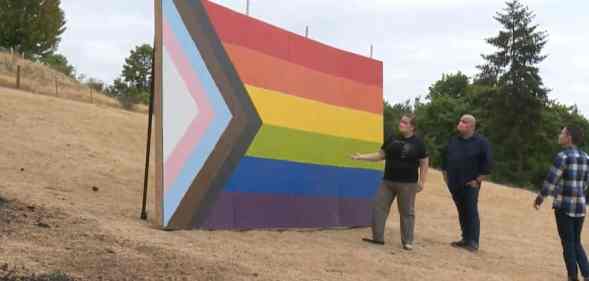 Erin and Jaybill McCarthy Newberg Oregon progress Pride flag farm