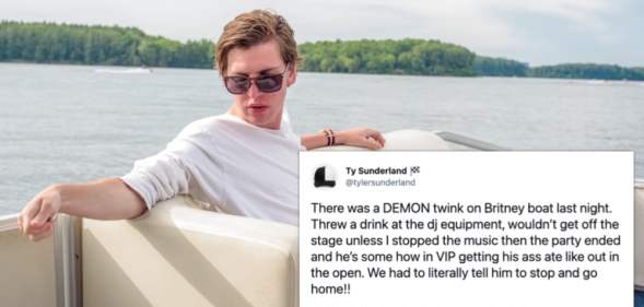 A young man on a boat lounges