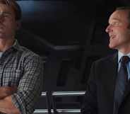 Phil Coulson looking lovingly at Captain America