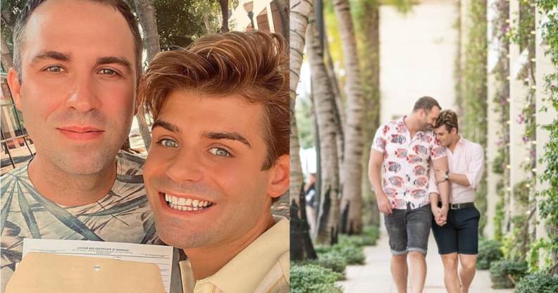 Blake Knight and Garrett Clayton pose for photos together