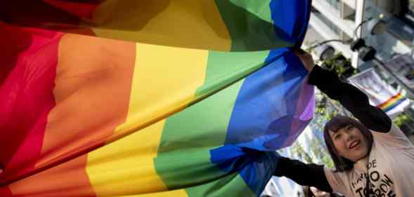 Participant march in the Tokyo Rainbow Pride parad