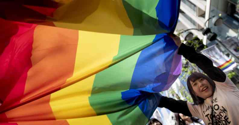 Participant march in the Tokyo Rainbow Pride parad