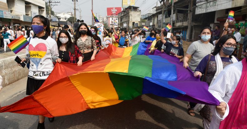 Youth takes part in the annual LGBT pride parade