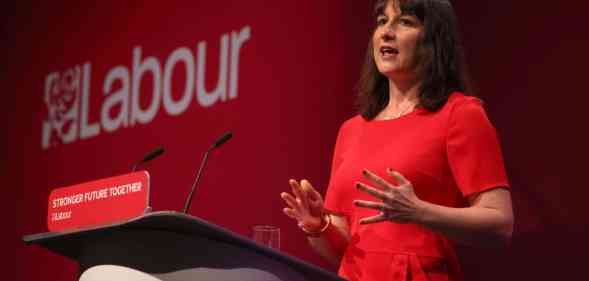 Shadow chancellor Rachel Reeves speaks during day three of the Labour Party conference