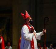 Rev Dr Megan Rohrer faces the congregation after being installed to the Sierra Pacific Synod at Grace Cathedral