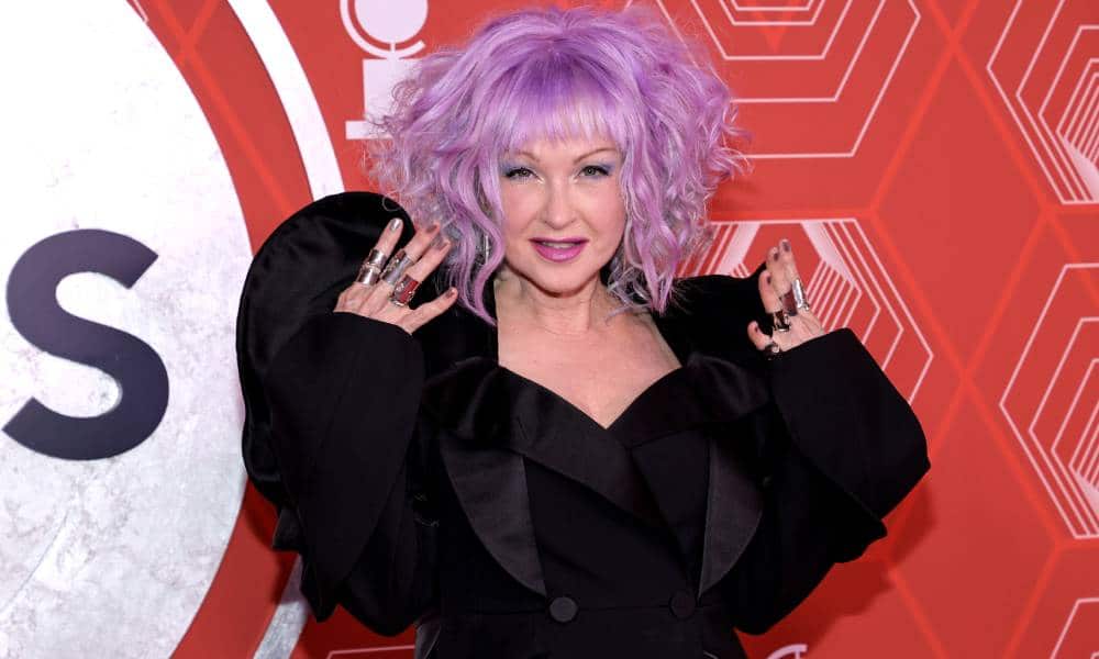 Cyndi Lauper stuns in an all-black ensemble at the Tony Awards