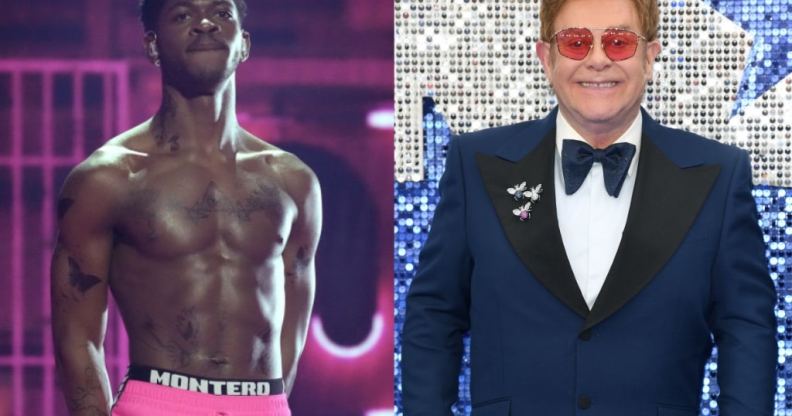 Lil Nas X performing at the VMAs and Elton John at the Rocketman premiere