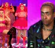 A side by side image of Drag Race UK contestants from the United Kingdolls and Tayce