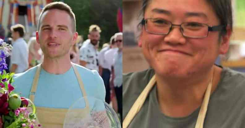 side by side images of LGBT+ bakers Great British Bake Off contestants David Atherton and Yan