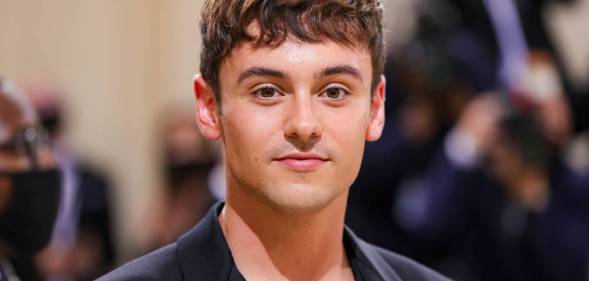 Olympian Tom Daley attends the 2021 Met Gala in a black outfit