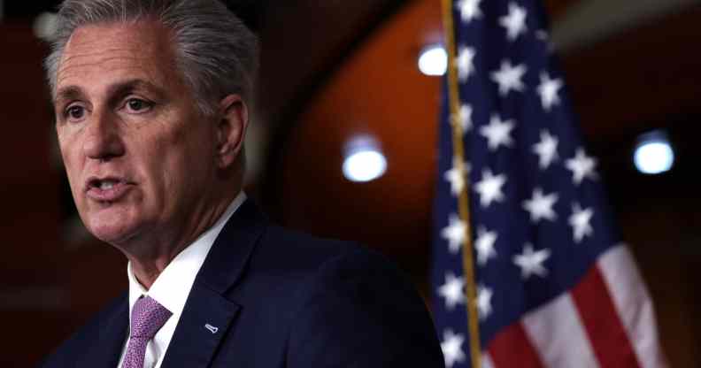 Kevin McCarthy speaks at a weekly news conference