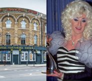 The Royal Vauxhall Tavern on the left and Lily Savage accepting an award on the right