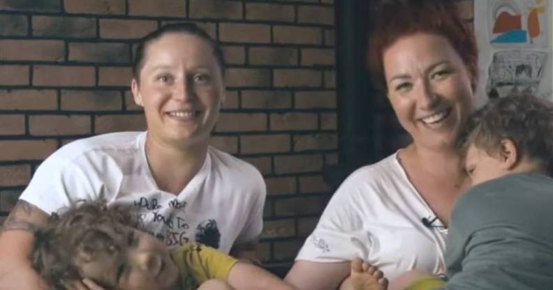 A still screenshot of Milena and Ola from a campaign video about LGBT+ families in Poland for Miłość Nie Wyklucza