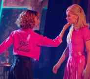 Jenna Johnson and JoJo Siwa are dressed as Sandy and Frenchie from Grease for a performance on Dancing With the Stars