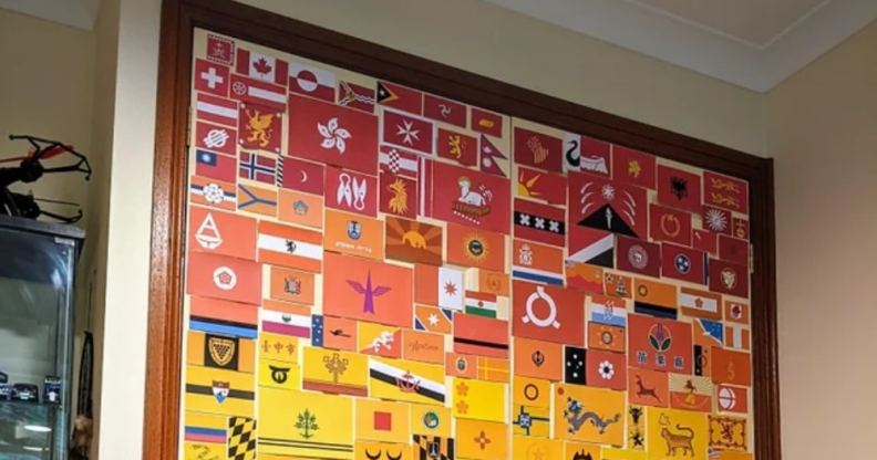 A collage of dozens of flags