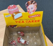 Tunnock's box with wrappers inside