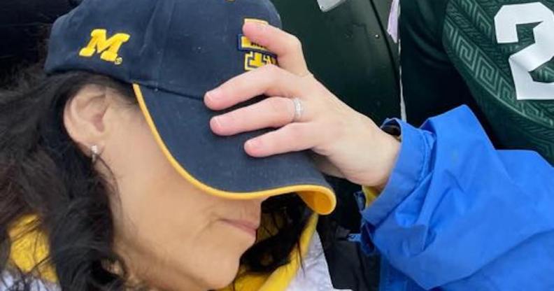 Dana Nessel asleep at football game