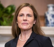 A photo of supreme court justice Amy Coney Barrett wearing a black suit jacket