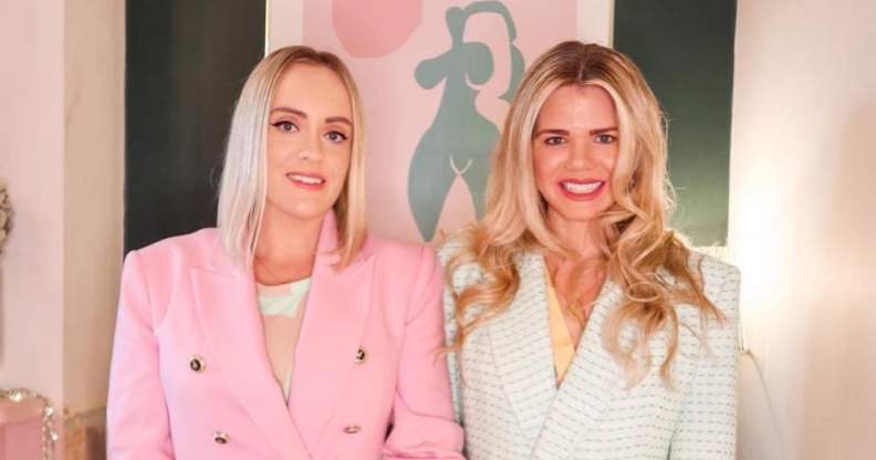 Megan Bacon-Evans and Whitney stand side to side in pastel blazers