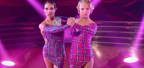 JoJo Siwa and Jenna Johnson perform an Argentine tango during Britney Spears week on Dancing with the Stars