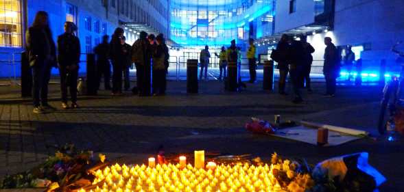 A vigil was held to mark Trans Day of Remembrance outside the BBC's London headquarters.