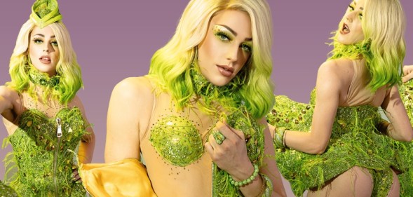 Composite showing three Laganja Estranjas, all wearing green