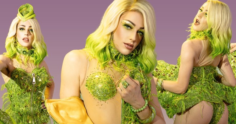 Composite showing three Laganja Estranjas, all wearing green