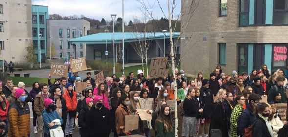 Durham University students protest after walking out of a Rod Liddle speech