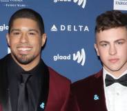 Wrestler Anthony Bowens and YouTube star boyfriend Michael Pavano at the 30th Annual GLAAD Media Awards