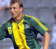 Stephen Laybutt plays in a match between the Olyroos and Nigeria