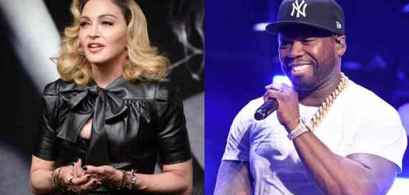 Side by side images of Madonna and 50 Cent