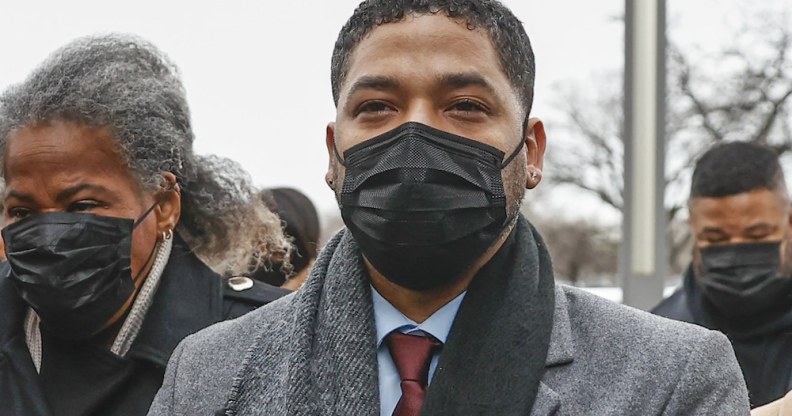 Jussie Smollett arrives with his mother Janet Smollett at the Leighton Criminal Court Building