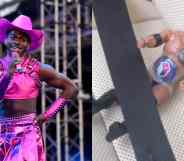 side by side images of Lil Nas X performing on stage and an action figure of Dwayne "The Rock" Johnson from TikTok