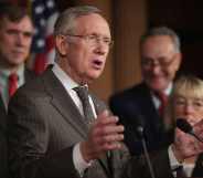 Senate Majority Leader Harry Reid speaks during a news conference on the Employment Non-Discrimination Act