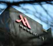 A photograph of a logo of a Marriott Hotel