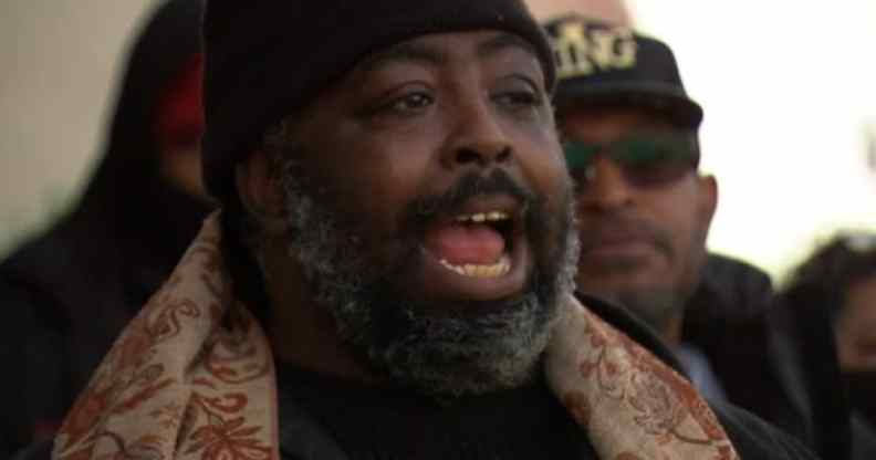 Jawhar Edwards talks at a rally