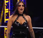 Sonya Deville performs during a WWE match against fellow wrestlers Naomi and “The Protector” Xia Li