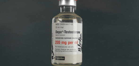 A glass bottle of Depo-Testosterone.