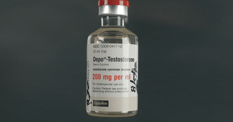 A glass bottle of Depo-Testosterone.