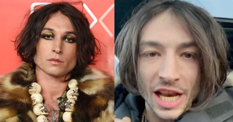 Ezra Miller on the red carpet and threatening the KKK on Instagram