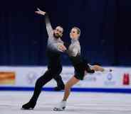 Ashley Cain-Gribble (R) and Timothy LeDuc skating