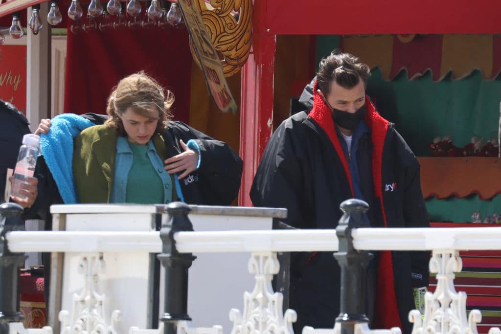 Harry Styles and Emma Corrin behind the scenes of My Policeman.