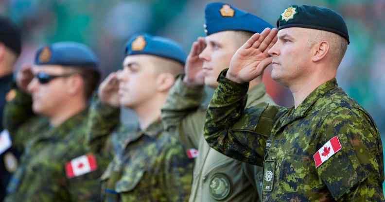 Members of the Canadian Forces salute