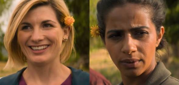 Screenshots of Doctor Who stars Jodie Whittaker and Mandip Gill from the show