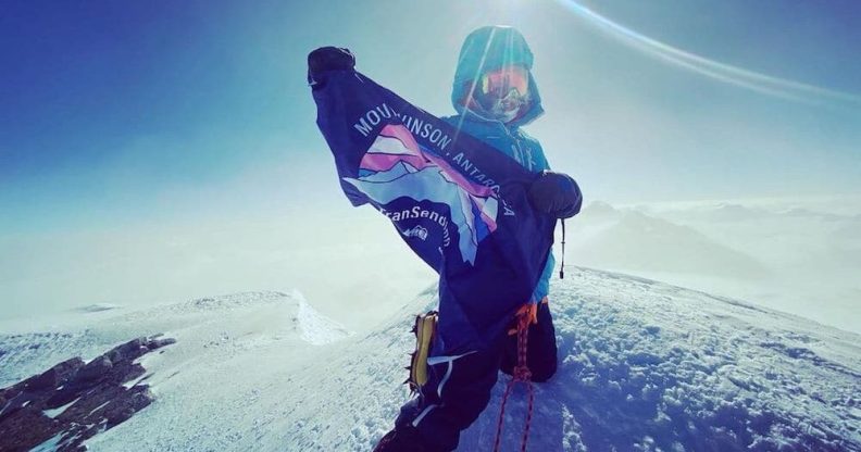 The trans Pride flag on Antarctica's highest peak